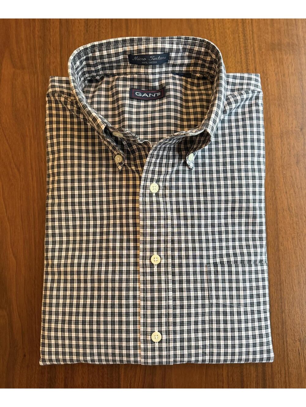 GANT Men’s Black and White Check Button-Down Shirt - Size XL